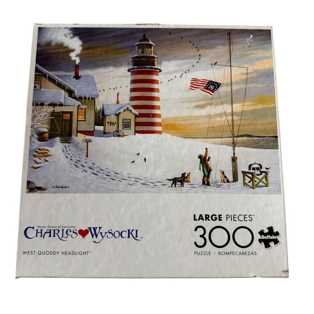 Buffalo Charles Wysocki West Quoddy Headlight 300 Large Piece Puzzle Complete